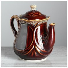 Чайник для заварки Керамика ручной работы "Ажур", коричневый, 0,6 л