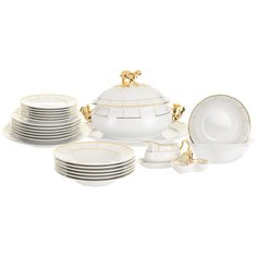 Столовый сервиз 6/25; "Menuet", декор "Отводка золото, золотые держатели Thun1794