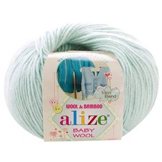Пряжа Alize Baby wool, 40 % шерсть, 40 % акрил, 20 % бамбук, 50 г, 175 м, 522 мята