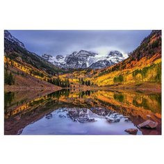 Алмазная мозаика Горы в отражении озера, 40х50 см.26 цв., полное заполнение, с подрамником Рыжий Кот AS4024