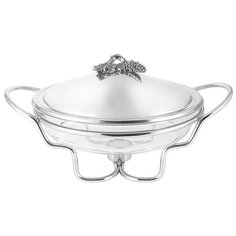 Блюдо с подогревом круглое Винтаж 35х29х20 см, материал нержавеющая сталь + стекло, Regent, RE-35073.4