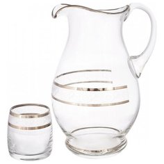 Набор для воды 7 предметов (кувшин + 6 стаканов по 230 мл) UNION GLASS "Цветочный кант /платина" / 182855