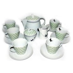 Чайный сервиз на 6 персон 15 предметов Thun "Том /Кошка с клубком /салатовая сетка" / 231956 Thun1794