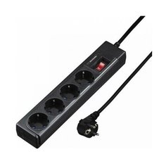 Удлинитель HAMA H-121940, 4 розетки, 1.5 м, с/з 2500 Вт черный