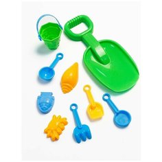 Набор № 882А-2 ведро, лопата большая, лопата малая, совок, грабли, ложка, три пасочки, арт. 817016 China Dans International