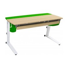 Стол детский Астек-Элара Прайм с ящиком 120x70 см береза/зеленый/белый