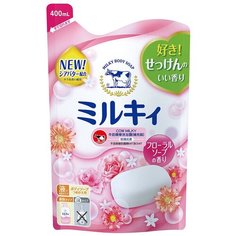 COW Жидкое мыло для тела Milky аромат цветов,с керамидами и молочными протеинами, сменная упаковка 400 мл.