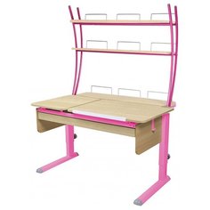 Стол детский Астек-Элара Твин-2 с ящиком и надстройкой 115x85 см береза/бук/розовый