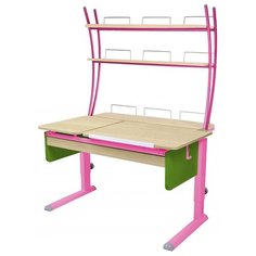 Стол детский Астек-Элара Твин-2 с ящиком и надстройкой 115x85 см береза/зеленый/розовый
