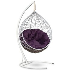Подвесное кресло Laura Outdoor SEVILLA VERDE VELOUR белое + каркас (фиолетовая подушка)