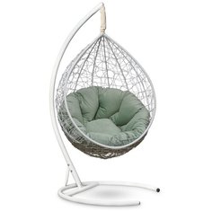 Подвесное кресло Laura Outdoor SEVILLA VERDE VELOUR белое + каркас (фисташковая подушка)