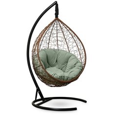 Подвесное кресло Laura Outdoor SEVILLA VERDE VELOUR горячий шоколад + каркас (фисташковая подушка)
