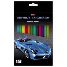 Карандаши цветные Hatber -Машинки- 18 цв. с заточ. в карт.короб. с европодвесом