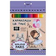 Набор цветных карандашей "Bonjour Paris", 18 цветов. Hatber