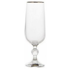 Бокалы для шампанского 180 мл 6 шт Crystalite Bohemia "Клаудия /Отводка платина" / 094204