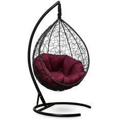 Подвесное кресло Laura Outdoor SEVILLA VERDE коричневое + каркас (бордовая подушка)