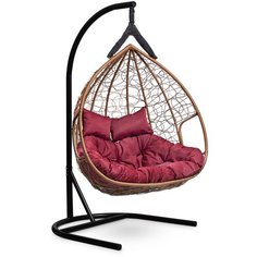 Подвесное двухместное кресло- кокон Laura Outdoor FISHT горячий шоколад + каркас (бордовая подушка)