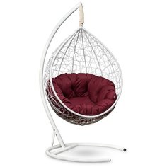 Подвесное кресло-кокон Laura Outdoor SEVILLA VERDE белое + каркас (бордовая подушка)