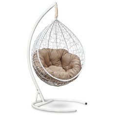 Подвесное кресло-кокон Laura Outdoor SEVILLA VERDE белое + каркас (бежевая подушка)