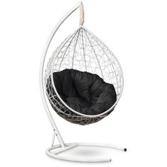 Подвесное кресло-кокон Laura Outdoor SEVILLA VERDE белое + каркас (черная подушка)