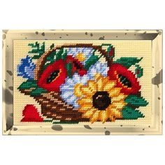 Вышивка полукрестом Borovsky&Sons с пряжей, Bambini, Полевые цветы в корзине, 15*25 см (X2301) Brvsk