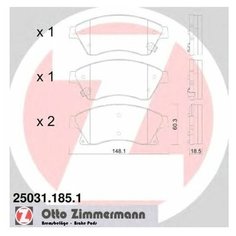 Комплект тормозных колодок Zimmermann 25031.185.1 для Chevrolet Aveo, Cruze; Opel Astra