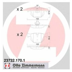 Комплект тормозных колодок Zimmermann 23732.170.1 для BMW 5 серия E60,E61, 6 серия E63,E64