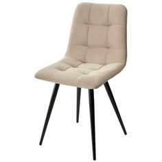 Стул CHILLI- Q ( 1 шт. ) цвет - бежевый, черный металлокаркас, велюр, мягкий, со спинкой, для кухни, для гостиной / #5 / (М Сити) M- City