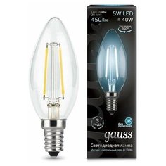 Лампа светодиодная Black Filament Свеча E14 5Вт 4100К Gauss 103801205 (упаковка 10 шт)