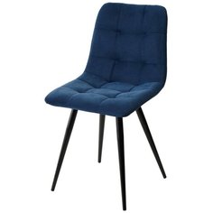 Стул CHILLI- Q ( 1 шт. ) цвет - синий, черный металлокаркас, велюр, мягкий, со спинкой, для кухни, для гостиной / #29 / (М Сити) M- City