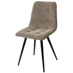 Стул CHILLI- Q ( 1 шт. ) цвет - латте, черный металлокаркас, велюр, мягкий, со спинкой, для кухни, для гостиной / #25 / (М Сити) M- City