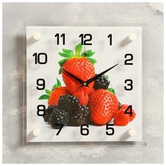 Рубин Часы настенные, серия: Кухня, "Клубника и ежевика", 25х25 см, микс