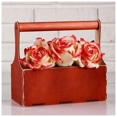 Кашпо деревянное Дарим Красиво 24*12*22 см, Мэлони Дэмур, с ручкой, красное дерево