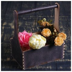 Кашпо деревянное Дарим Красиво 24*12*22 см, Мэлони Дэмур, с ручкой, венге