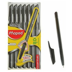 Maped Ручка шариковая Green Dark, узел 0.6 мм, чёрные низкотекучие чёрнила, трехгранный корпус, одноразовая