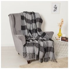 Плед Palermo 140х200 см, бел/дым/т.сер рап. 7, шерсть 20%, пан 40%, пэ40% Vladi