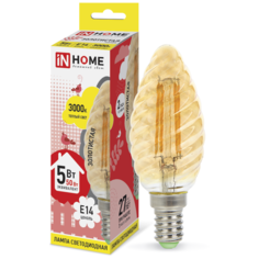 Лампа светодиодная led-свеча витая-deco 5Вт Е14 3000К 450Лм золотистая IN HOME