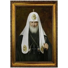 Портрет Патриарх Кирилл, формат А-4 (210x297 мм), багетная рамка под золото Mega Art