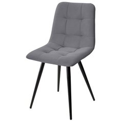 Стул CHILLI- Q ( 2 шт. ) цвет - серый, черный металлокаркас, велюр, мягкий, со спинкой, для кухни, для гостиной / #27 / (М Сити) M- City