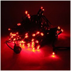 Гирлянда Нить 40м, 32V, шнур зеленого цвета, 500 LED красных постоянного свечения,соединяемая, с трансформатором China Dans International