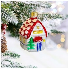 Ёлочная игрушка "Домик с ёлкой", 9.5 см, стекло Сима ленд