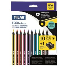 Карандаши цветные Milan Ergo, 10 цв., точилка, 7229110
