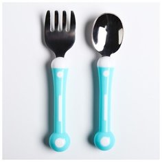 Набор столовых приборов Mum&Baby детский, вилка и ложка, голубой