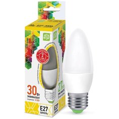 Лампа светодиодная ASD LED-СВЕЧА-STD 3000K, E27, C37, 3.5Вт