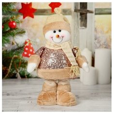Мягкая игрушка "Снеговик в пайетках" стоит 15*41 см (в сложенном виде 30 см) Зимнее волшебство