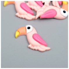 Арт Узор Декор для творчества пластик "Розовый тукан" набор 10 шт 2,5х1,7 см