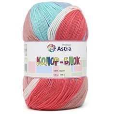 Пряжа Astra Premium Колор-блок (Color-block) 143гр. 500м (100% акрил) (03 длинно-секционный), 2 шт