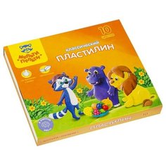 Мульти- Пульти Пластилин 10 цветов "Мульти- пульти", "Приключения Енота", стек, картонная упаковка, 200 г