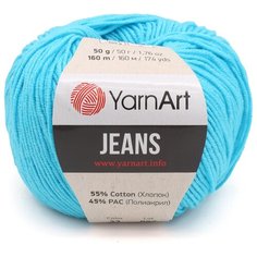 Пряжа YarnArt Jeans 50гр 160м (55% хлопок, 45% полиакрил) (33 бирюза), 10 мотков