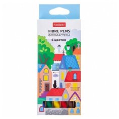 Фломастеры Hatber 6 цв. Городок в карт.короб.